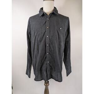 American Rag Mens XL Shirt Button Up Long Sleeve Black White Polka Dot Pearl